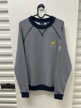 FootJoy Presidents Cup Navy & White Striped Crewneck
